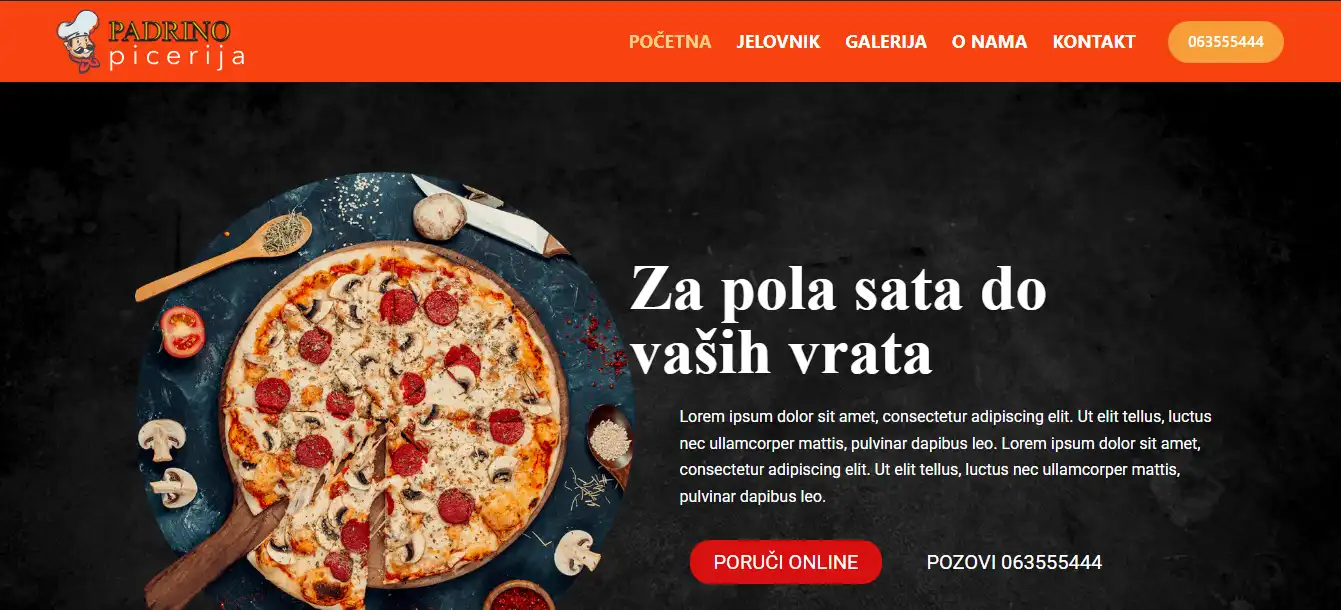 Pizzás weboldal
